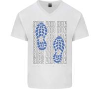 Rise & Run Maglietta In Cotone A V Per Uomo Da Corsa Marathon Cross Country