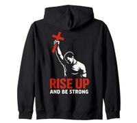 Rise Up And Be Strong Motivational Christian Cross Uomini Donne Felpa con Cappuccio