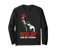Rise Up And Be Strong Motivational Christian Cross Uomini Donne Maglia a Manica