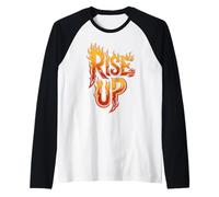 Rise Up Flames Inspirational Pompiere Pompiere Uomo Donna Maglia con Maniche Raglan