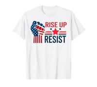 Rise Up Resistere Patriottica Donne democratiche Uomini USA Bandiera liberale Maglietta