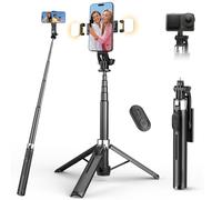 RISEOFLE 110cm Bastone Selfie Treppiede con 2 Luci di Riempimento, Treppiede per Smartphone Portatile Estensibile con Telecomando Wireless, Selfie Stick Compatibile con iPhone/Samsung/GoPro/Camera