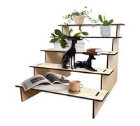 Risers Display Stands, 5-Tier Wooden Riser Shelf, Rustic Home Organizer Rack, 11.61x13.19x10.04 inches Compact Collection Decoration Shelf, Ideal for Cupcakes, Toys, Figurines and Books
