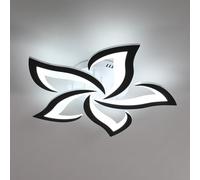 Plafoniera LED Moderna 60W 6500LM, Lampada da Soffitto Creativa a Forma di Petalo, 6500K Luce Bianca Fredda Plafoniera in Acrilico per Camera da Letto, Soggiorno, Cucina (Diametro 60cm, Bianco e Nero)