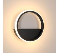 Riserva Applique da Parete Interno 12W, Rotonda Lampada da Parete Moderno, 3000K Bianco Caldo Nero Lampada da Muro per Soggiorno, Corridoio, Camera da letto, Ø20CM