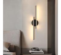 Riserva Applique da Parete Interno, 24W Lampada Moderno, Lungo LED Lampada a Muro Nero, Lampada da Parete per Camera da letto, Scale, Corridoio, Soggiorno, 3000K Bianca Calda