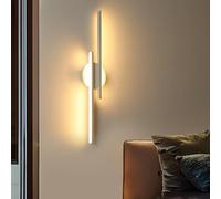 Riserva Applique da Parete Interno, 24W Lampada da Parete LED, Luce Bianca Calda 3000K, Luce da Parete Moderno Bianco per Camera da Letto, Soggiorno, Corridoio, Scale