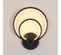 Riserva Applique da Parete Interno LED, 20W 2250LM Rotonda Lampada da Parete Moderna, Creativa Nero Lampada da Muro per Soggiorno, Camera da Letto, Scale, Corridor, 3000K