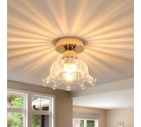 Riserva Plafoniera Soffitto Moderna, E27 Lampada da Soffitto in Vetro, Plafoniera Oro Vintage per Corridoio, Ingresso, Cucina, Camera da Letto, Soggiorno, 18cm