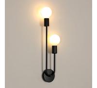 Riserva Lampada da Parete Interno E27, 2 Luci, Nera