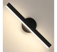 Riserva Lampada da Parete Interno Moderna, 12W Applique da Parete LED Nero, 4500K Bianco Neutro, 300° Ruotabile Lampada a Muro per Bagno, Camera da Letto, Soggiorno, Galleria, Corridoio, Scala