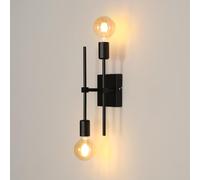 Riserva Lampada da Parete Interno Vintage, E27 Applique da Parete Industriale Nero, 2 Luci 350° Regolabile Lampada a Muro in Metallo per Soggiorno, Camera da Letto, Sala da Pranzo, Scale, Caffetteria