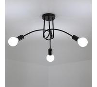 Riserva Lampada da Soffitto Industriale, E27 Plafoniera Soffitto Moderna Nera, 3 Luci Lampadario Creativo in Metallo per Soggiorno, Cucina, Camera da Letto, Ristorante, Cafe