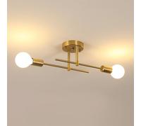 Riserva Lampadario Industrial Oro E27, 2 Luci | Plafoniera da Soffitto Moderno Vintage in Metallo per Camera da Letto, Soggiorno, Cucina, Corridoio