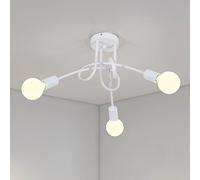 Riserva Lampadario Retrò Industriale, 3 Luci E27 Lampada da Soffitto Bianca, Plafoniera Soffitto per Soggiorno, Cucina, Camera da Letto, Ristorante, Cafe