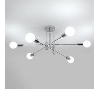 Riserva Lampadario Soffitto Industriale, 6 Luci Plafoniera Soffitto Vintage, E27 Lampada da Soffitto Cromata per Camera da Letto, Soggiorno, Sala da Pranzo, Cucina