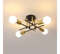 Riserva Lampadario Sputnik Industrial, E27 Plafoniera Soffitto Vintage Oro, Lampada da Soffitto in Ferro per Camera da letto, Soggiorno, Cucina, Corridoio, Ristoranti, Caffetteria, 4 luci