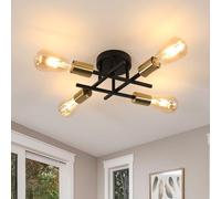 Riserva Lampadario Sputnik Industriale, E27 Plafoniera da Soffitto Vintage, Lampada da Soffitto Nera Metallo per Camera da letto, Soggiorno, Cucina, Corridoio, 4 Luci