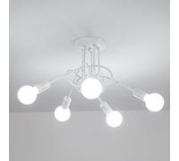 Riserva Lampadario Vintage E27, 5 Luci, Bianco | Plafoniera Soffitto Industriale