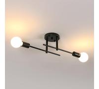 Riserva Plafoniera da Soffitto Vintage, 2 Luci E27 Lampadario Soffitto Industriale, Nero Retro Plafoniera per Camera da letto, Corridoio, Cucina, Caffè