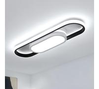 Riserva Plafoniera LED Soffitto, 30W Lampadario LED Soffitto Nero Moderno, Ovale Plafoniera Alluminio per Cameretta, Cucina, Soggiorno, Balcone, Bianco Freddo 6500K