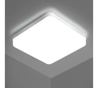 Riserva Plafoniera LED Soffitto Bagno, 24W IP44 Quadrato Lampada da Soffitto Moderno 6500K Bianco Freddo per Ufficio, Camera da Letto, Cucina, Soggiorno, Balcone, 18cm