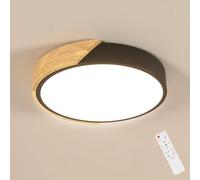Riserva Plafoniera LED Soffitto Dimmerabile, 43W Lampada da Soffitto Legno e Nero, 3000K-6500K, Plafoniera LED Moderna Rotonda per Camera da Letto, Balcone, Sala da Pranzo, Soggiorno, Cucina