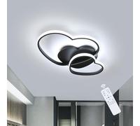 Riserva Plafoniera LED Soffitto Dimmerabile, 48W Moderna Plafoniera LED con Telecomando, Creativa Forma di Cuore Lampada da Soffitto per Soggiorno, Camera da letto, Sala da Pranzo, Nero