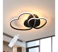 Riserva Plafoniera LED Soffitto Dimmerabile, 48W Moderna Plafoniera LED con Telecomando, Creativa Forma di Cuore Lampada da Soffitto per Soggiorno, Camera da letto, Sala da Pranzo, Nero