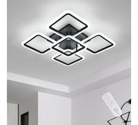 Riserva Plafoniera LED Soffitto Dimmerabile, 57W Lampadario da Soffitto Nero Quadrati con Telecomando/APP, 3000K-6500K, Plafoniera LED Moderno Alluminio, per Soggiorno, Camera da Letto, Cucina