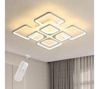 Riserva Plafoniera LED Soffitto Dimmerabile 80W, 8 Quadrata Lampada da Soffitto Moderna con Telecomando/APP, 3000K-6500K Plafoniera LED Bianca in Acrilico per Soggiorno, Camera da Letto, Caffetteria