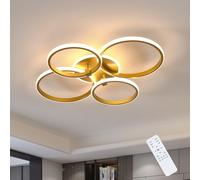 Riserva Plafoniera LED Soffitto Dimmerabile Oro, 39W Lampada LED Soffitto con Telecomando 3000K-6500K, Plafoniera Moderna Rotonda per Camera da Letto, Soggiorno, Sala da Pranzo, Corridoio