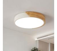 Riserva Plafoniera LED Soffitto Legno Bianco, 30W Lampada da Soffitto Rotonda, Lampada 4500K Bianco Naturale Ultra Rotondo, Plafoniere 30W 3400LM per Interni Soggiorno, Camera, Corridoio, Ufficio…