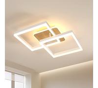 Riserva Plafoniera LED Soffitto Moderna, 40W Lampada da Soffitto Dimmerabile Bianco, 3000K-6500K, Plafoniera Legno Alluminio per Soggiorno, Camera da Letto, Sala da Pranzo, Studio, Ufficio, Quadrata