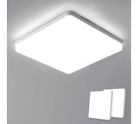 Riserva Plafoniera LED Soffitto Quadrata 48W, 2 Pezzi Lampada da Soffitto Moderna IP44, 6500K Bianco Freddo, Plafoniera Bagno per Camera da Letto, Cucina, Soggiorno, Balcone