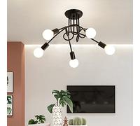 Riserva Plafoniera Soffitto Industrial, 5-Luci Lampada da Soffitto Moderna, E27 Lampadario da Soffitto Nero in Metallo per Soggiorno, Sala da Pranzo, Camera da Letto, Cafe