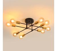Riserva Plafoniera Soffitto Industriale, E27 Lampadario Soffitto Moderno, 8 Luci Lampadario Sputnik in Ferro per Camera da Letto, Sala da Pranzo, Cucina, Nero