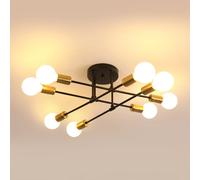 Riserva Plafoniera Soffitto Vintage, 8 Luci Lampadario Soffitto Moderno Nero, E27 Lampadario Sputnik in Ferro per Camera da Letto, Sala da Pranzo, Cucina
