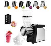 RISESOL 7 in 1 Affetta Verdure Elettrico Tritaghiaccio Grattugia per Formaggio Carote Acciaio Inox con 7 Lame 250W Tagliaverdure Professionale da Cucina Multifunzionale 220V Spina UE