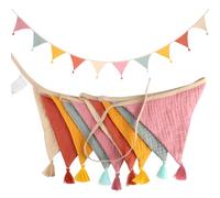 RISF Ghirlanda di bandierine per cameretta dei bambini, 2,6 m, in tessuto, per esterni, resistente alle intemperie, decorazione per la cameretta dei bambini, decorazione per feste in giardino Happy