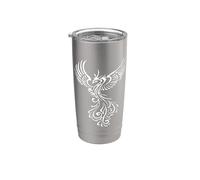 Rising From The Ashes Phoenix White Illustrazione Bicchiere termico in acciaio inox doppia parete