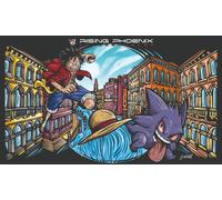 Rising Phoenix PLAYMAT One Piece - Pokemon - Monkey D. Luffy & Gengar in Venice