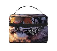 Rising Sun Tiger Travel Makeup Bag - Organizer portatile per articoli da toeletta con scomparti con cerniera per spazzole, bottiglie e prodotti per la cura della pelle