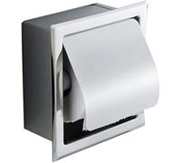 Risingmed, porta carta igienica, in acciaio inox, impermeabile, da incasso a parete, con finitura cromata, con copertura per il rotolo di carta, dispenser, antiruggine, portarotolo