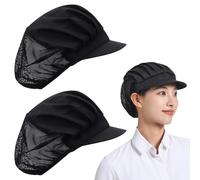 Risipu 2 Pezzi Cappello da Cuoco con Elastico Regolabile Cappello Cuoco Uomo e Donna per Cucina,Casa,Ristorante e Hotel Cappello da Chef (IT, Testo, Taglia Unica, D-2 Pezzi Nero)
