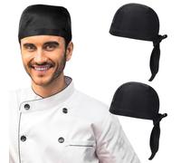Risipu 2 Pezzi Cappello da Cuoco con Elastico Regolabile Cappello Cuoco Uomo e Donna per Cucina,Casa,Ristorante e Hotel Cappello da Chef (IT, Testo, Taglia Unica, B-2 Pezzo Nero)