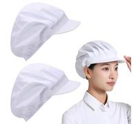 Risipu 2 Pezzi Cappello da Cuoco con Elastico Regolabile Cappello Cuoco Uomo e Donna per Cucina,Casa,Ristorante e Hotel Cappello da Chef (IT, Testo, Taglia Unica, C-2 Pezzi Bianchi)