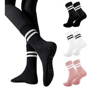 Risipu 3 paia di calzini antiscivolo da donna, per pilates, danza classica, danza, tappeto elastico, Taglia unica