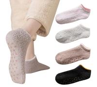 Risipu 4 paia di calzini da donna e uomo, morbidi e caldi, calzini termici, per la casa, per il sonno, antiscivolo, con gommini, EU 36-41, Mid Top, Taglia unica