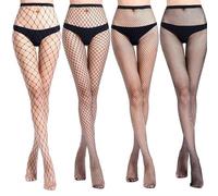Risipu 4 Pcs Collant a Rete Nero per Donna Fishnet Stockings Calze Calze Calze A Rete Sexy Elastica Vita Alta Calze A Rete Collant